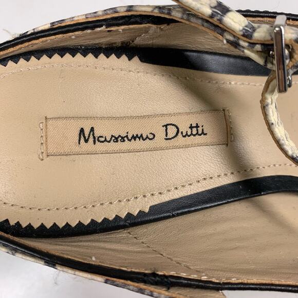 MASSIMO DUTTI Black Leather Snakeskin Pointed Toe Slip-On‎ Kitten Heel Size 35 - Picture 10 of 11